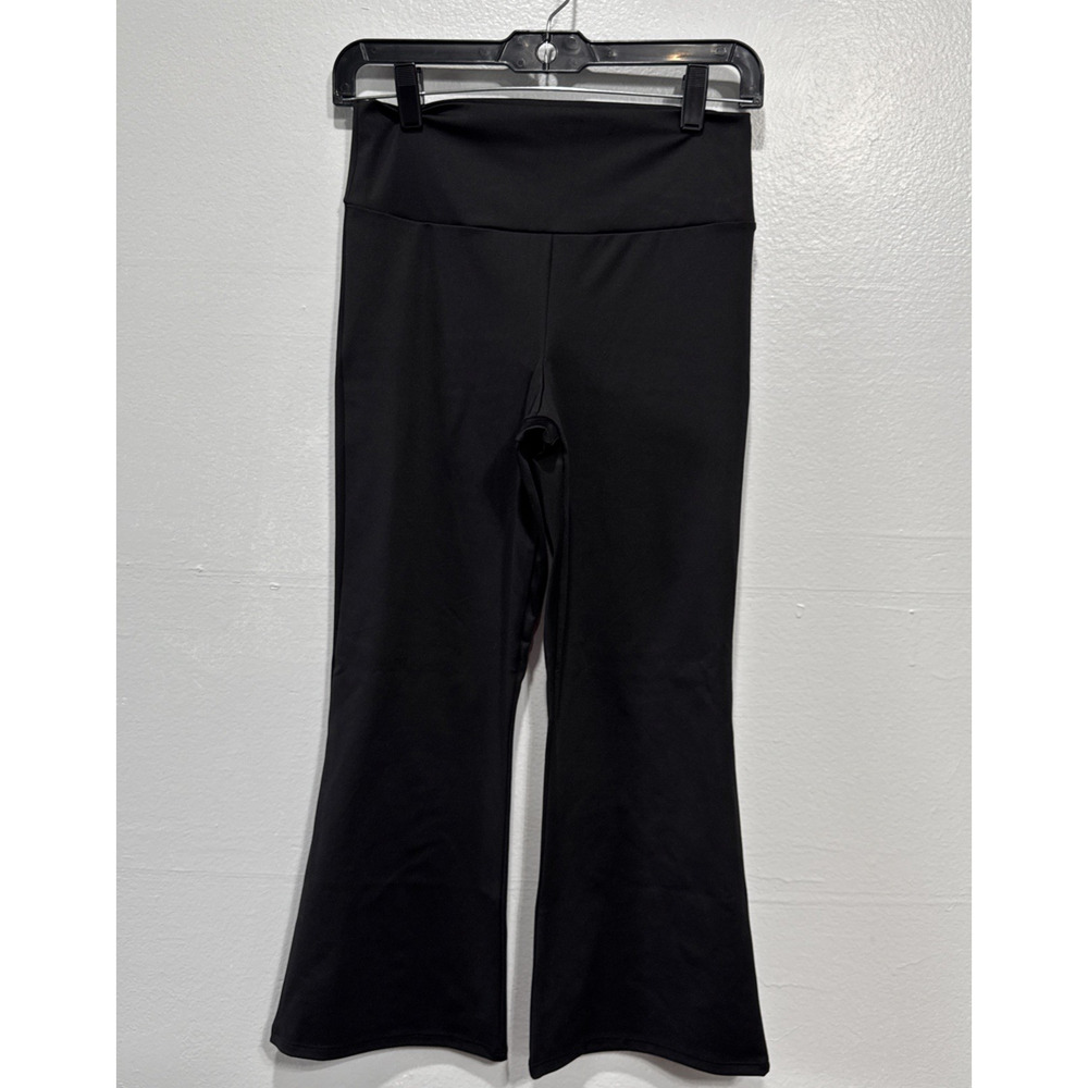 Zuda Womens Active Flare Cropped Leggings Size S Black Activewear Casual Yoga